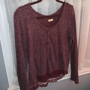 Hollister burgundy knit top